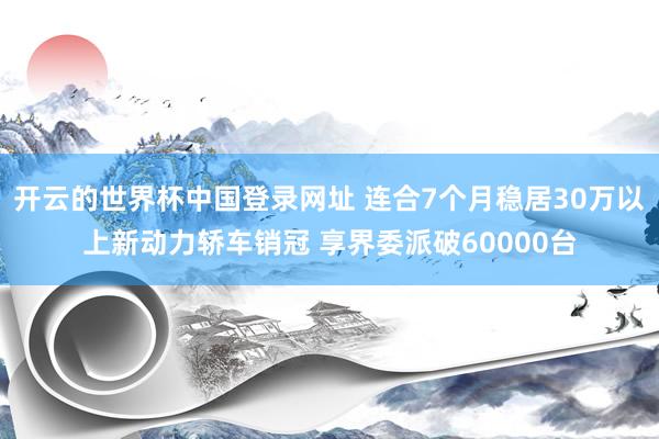 开云的世界杯中国登录网址 连合7个月稳居30万以上新动力轿车销冠 享界委派破60000台