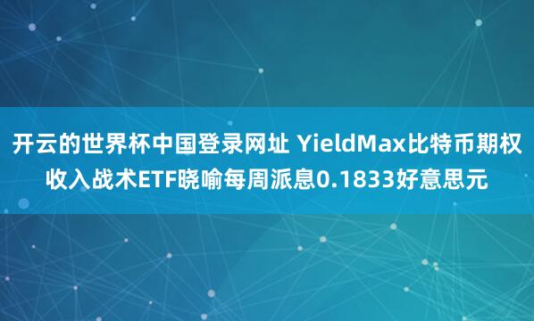 开云的世界杯中国登录网址 YieldMax比特币期权收入战术ETF晓喻每周派息0.1833好意思元