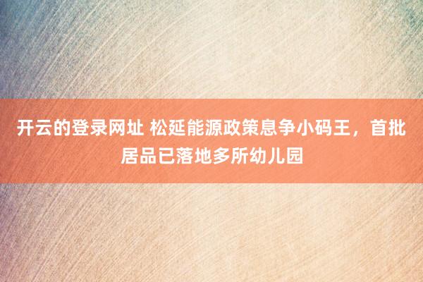 开云的登录网址 松延能源政策息争小码王,首批居品已落地多所幼儿园