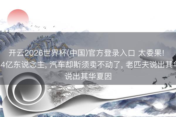 开云2026世界杯(中国)官方登录入口 太委果! 我国14亿东说念主, 汽车却斯须卖不动了, 老匹夫说出其华夏因